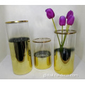 Cylinder Vase custom plating colored decorating gold cylinder glass vases Factory